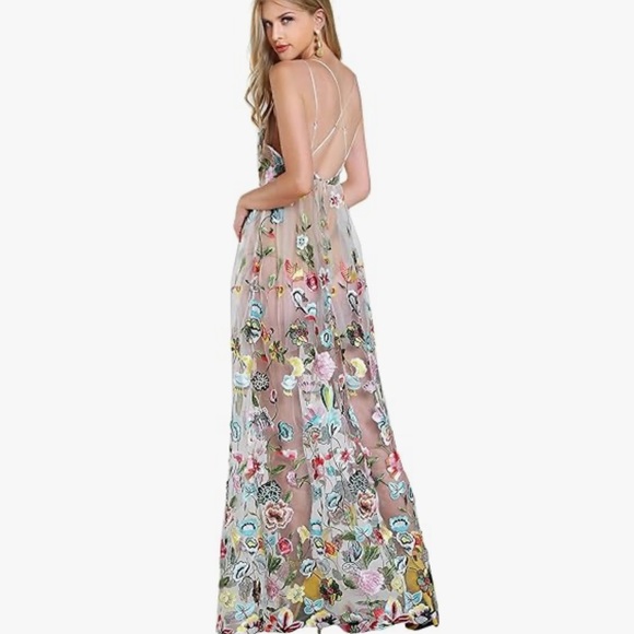 Embroidered Mesh Maxi Dress Boutique - Picture 2 of 8